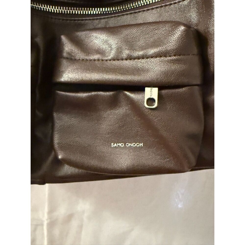 Samo Ondoh Chocolate Brown Multi-Pocket Hobo Shoulder Bag - Picture 4 of 7